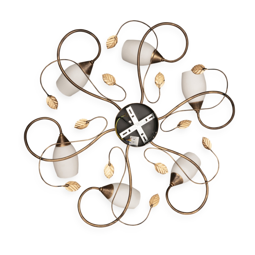 BRILAGI - Lampada da soffitto GRACE 6xE27/40W/230V Ø 79 cm patinata/rame