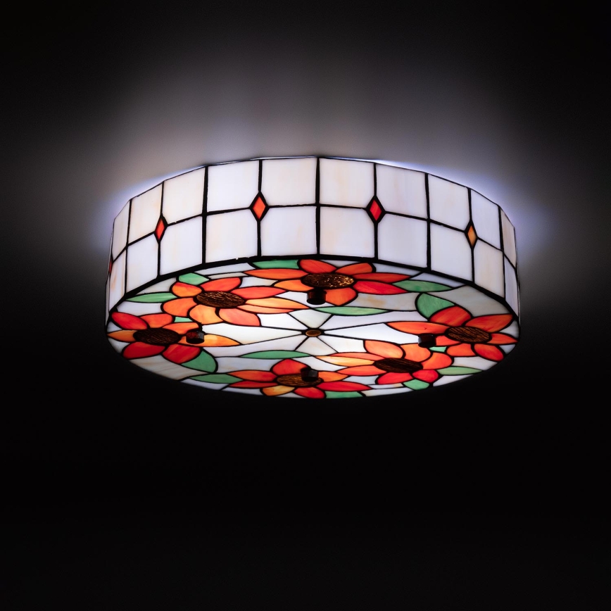 Brilagi - Lampada da soffitto in stile Tiffany SUNFLOWER, in vetro colorato, 3xE27/60W/230V, Ø 40 cm