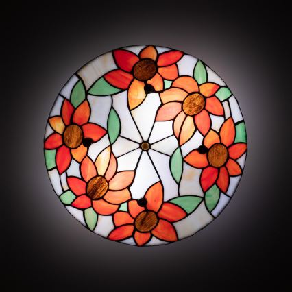 Brilagi - Lampada da soffitto in stile Tiffany SUNFLOWER, in vetro colorato, 3xE27/60W/230V, Ø 40 cm