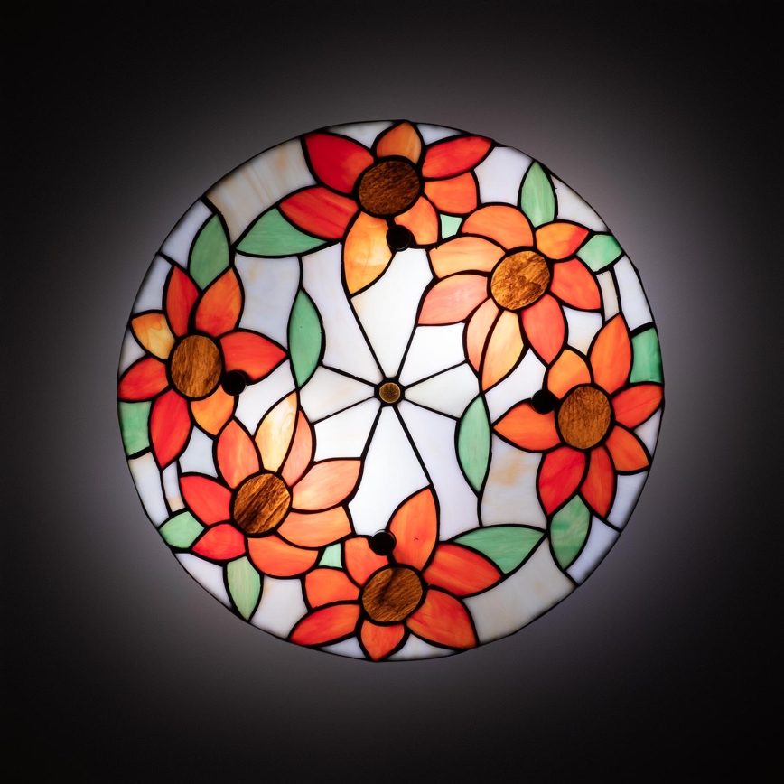 Brilagi - Lampada da soffitto in stile Tiffany SUNFLOWER, in vetro colorato, 3xE27/60W/230V, Ø 40 cm