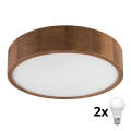 Brilagi - Lampada da soffitto LED CARVALHO 2xE27/60W/230V rovere ciliegio diam. 37 cm