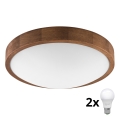 Brilagi - Lampada da soffitto LED CARVALHO SLIM 2xE27/60W/230V rovere ciliegio diam. 37 cm