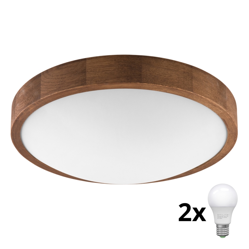Brilagi - Lampada da soffitto LED CARVALHO SLIM 2xE27/60W/230V rovere ciliegio diam. 37 cm