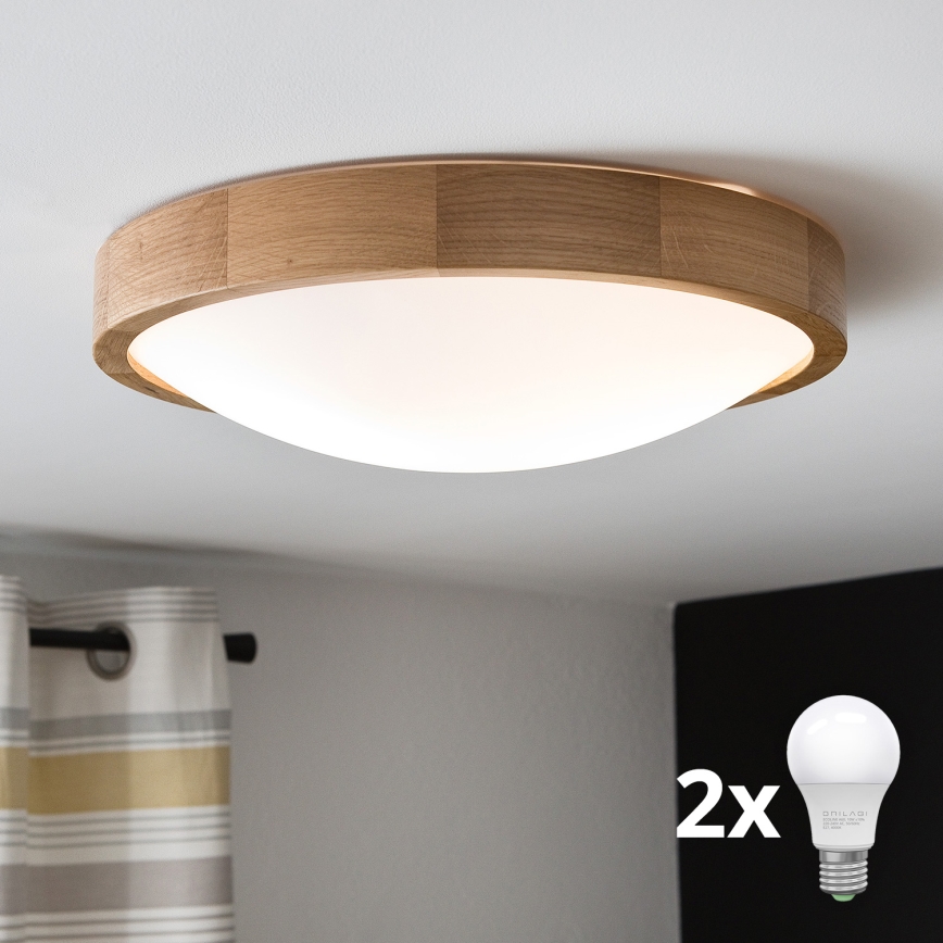 Brilagi - Lampada da soffitto LED CARVALHO SLIM 2xE27/60W/230V rovere diam. 37 cm