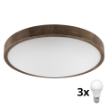 Brilagi - Lampada da soffitto LED CARVALHO SLIM 3xE27/60W/230V rovere noce Ø 47 cm