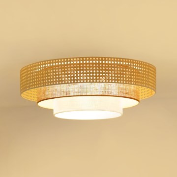Brilagi - Lampada da soffitto LED CEDAR LUNETA LED/26W/230V rattan/marrone/crema
