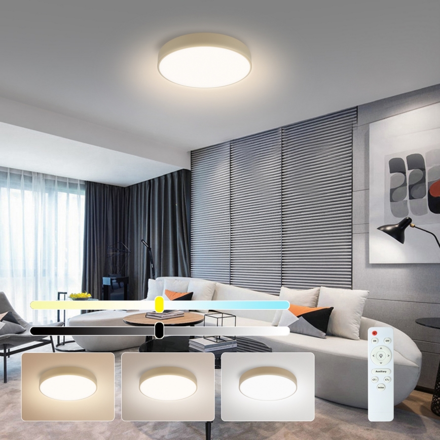 Brilagi - Lampada da soffitto LED dimmerabile POOL LED/36W/230V 3000-6000K diam. 30 cm beige + telecomando