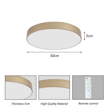 Brilagi - plafoniera LED dimmerabile POOL LED/60W/230V 3000-6000K diam. 50 cm oro + telecomando