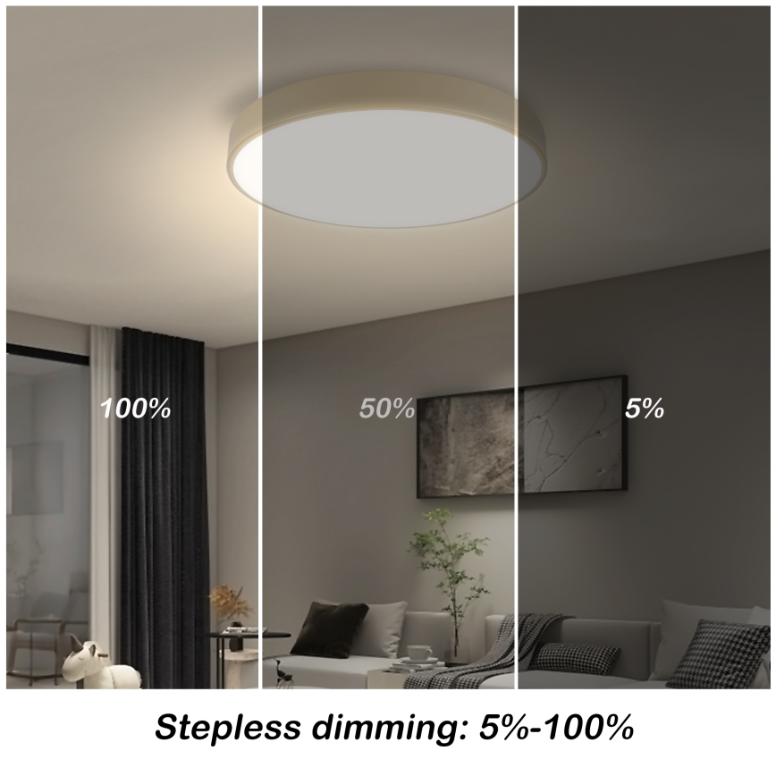 Brilagi - Lampada da soffitto LED dimmerabile POOL SMART LED/48W/230V diametro 40 cm Wi-Fi Tuya beige + telecomando