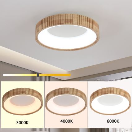 Brilagi - Plafoniera LED FALCON WOOD MODERN LED/30W/230V 3000/4000/6000K diam. 45 cm legno