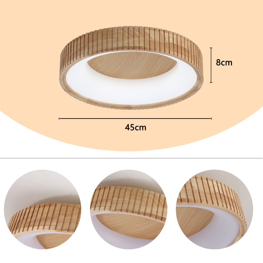 Brilagi - Plafoniera LED FALCON WOOD MODERN LED/30W/230V 3000/4000/6000K diam. 45 cm legno