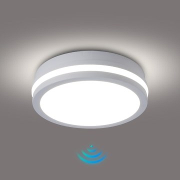 Brilagi - Lampada da soffitto LED per esterni con sensore BENE LED/18W/230V Ø 21,5 cm bianca IP54