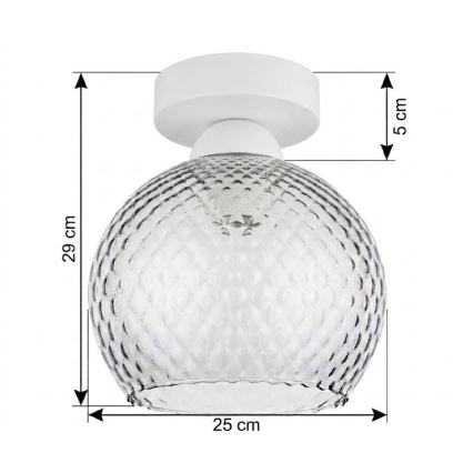 BRILAGI - plafoniera LED RETRO GLASS 1xE27/60W/230V Ø 25 cm bianco/grigio fumé