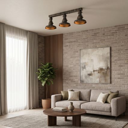 Brilagi - Lampada da soffitto PYRONIC 3xE27/40W/230V bronzo/patina