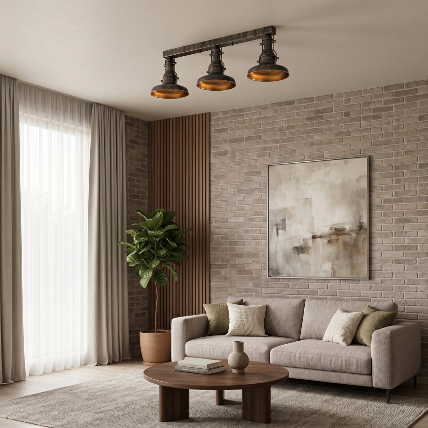 Brilagi - Lampada da soffitto PYRONIC 3xE27/40W/230V bronzo/patina