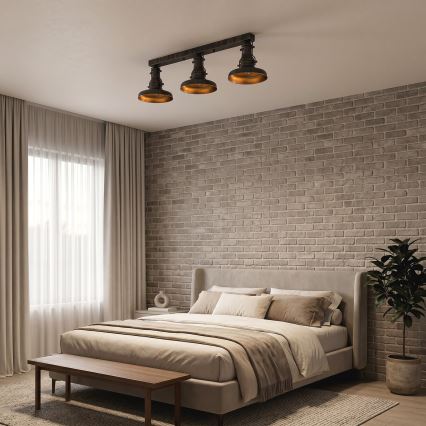 Brilagi - Lampada da soffitto PYRONIC 3xE27/40W/230V bronzo/patina