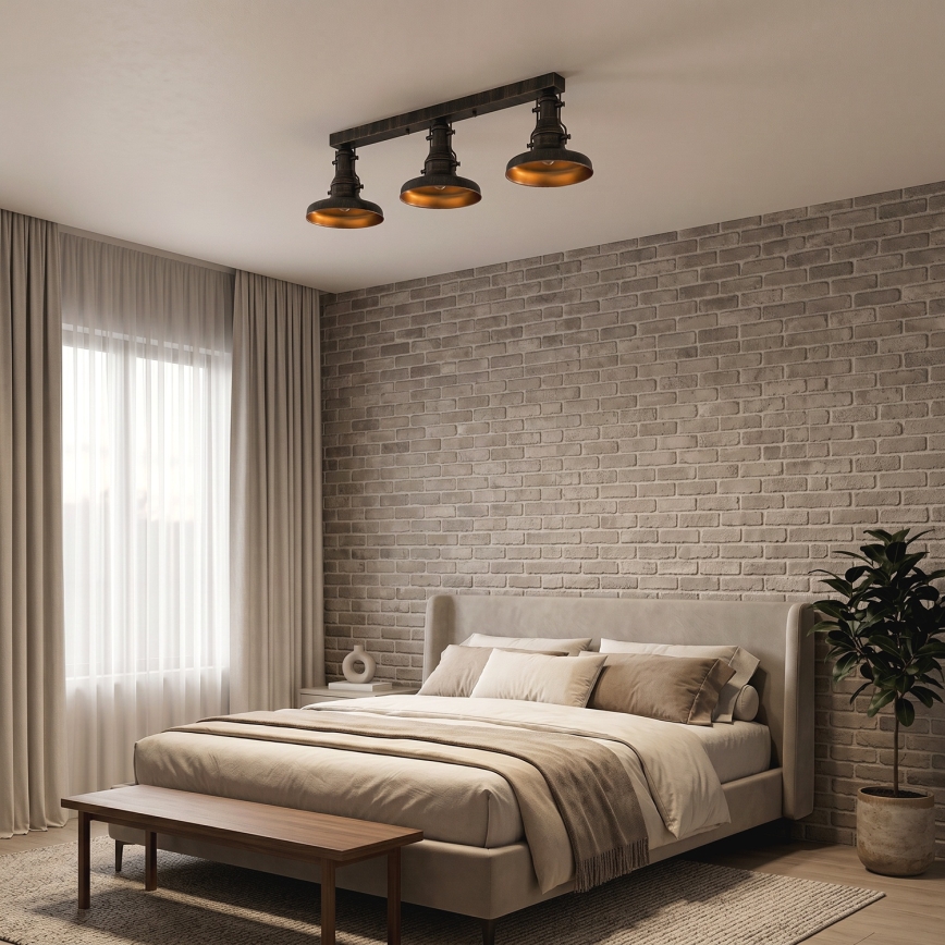 Brilagi - Lampada da soffitto PYRONIC 3xE27/40W/230V bronzo/patina