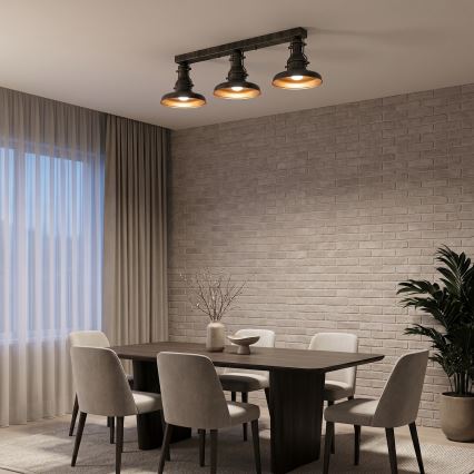 Brilagi - Lampada da soffitto PYRONIC 3xE27/40W/230V bronzo/patina