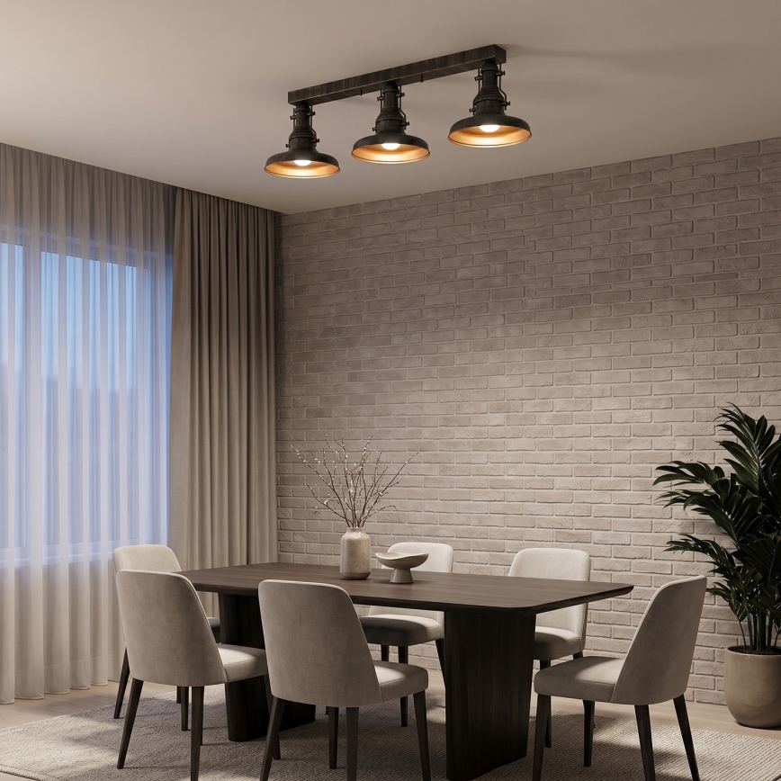 Brilagi - Lampada da soffitto PYRONIC 3xE27/40W/230V bronzo/patina