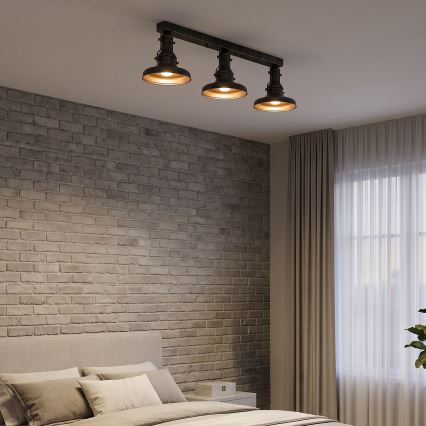 Brilagi - Lampada da soffitto PYRONIC 3xE27/40W/230V bronzo/patina