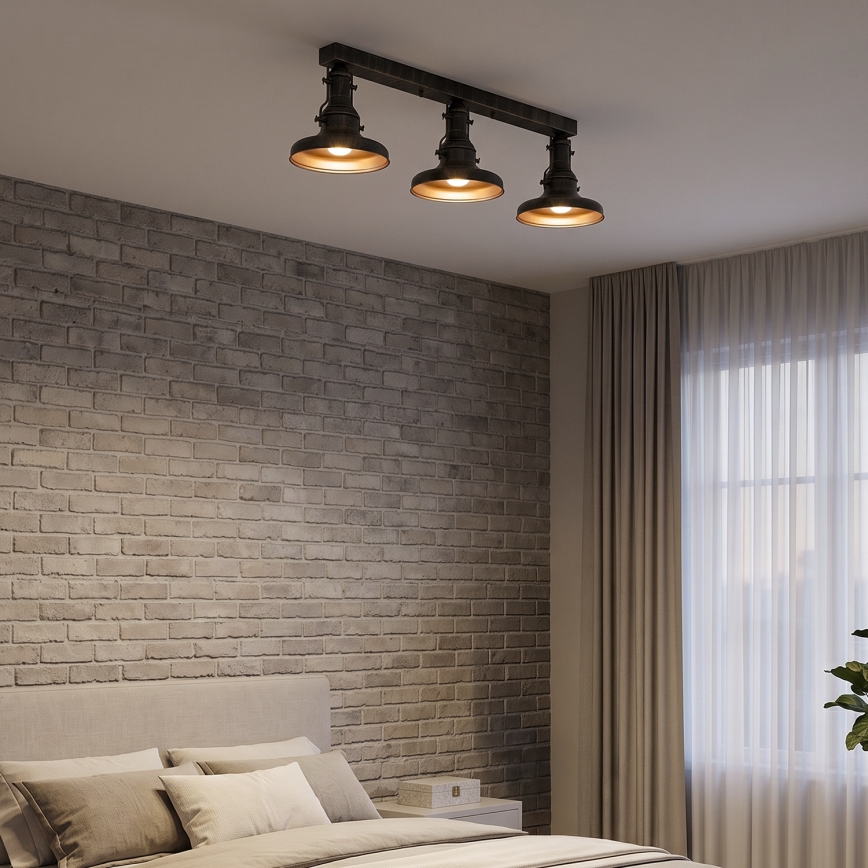 Brilagi - Lampada da soffitto PYRONIC 3xE27/40W/230V bronzo/patina