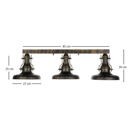 Brilagi - Lampada da soffitto PYRONIC 3xE27/40W/230V bronzo/patina