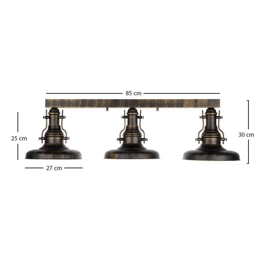 Brilagi - Lampada da soffitto PYRONIC 3xE27/40W/230V bronzo/patina