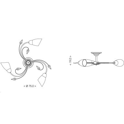 BRILAGI - Lampada da soffitto WILLOW 3xE27/40W/230V Ø 75 cm bronzo