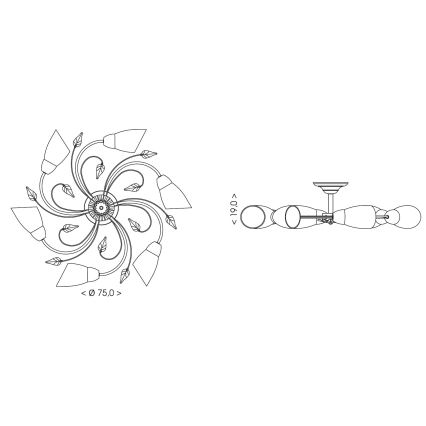 BRILAGI - Lampada da soffitto WILLOW 6xE27/40W/230V Ø 75 cm bronzo