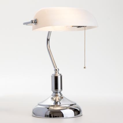 Brilagi - Lampada da tavolo BANK OFFICE 1xE27/60W/230V cromo lucido/bianco