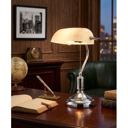 BRILAGI - Lampada da tavolo BANK OFFICE 1xE27/60W/230V cromo lucido/bianco