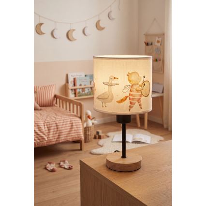 Brilagi - Lampada da tavolo per bambini BOBO WOOD 1xE27/25W/230V rovere/nero/bianco/animaletti