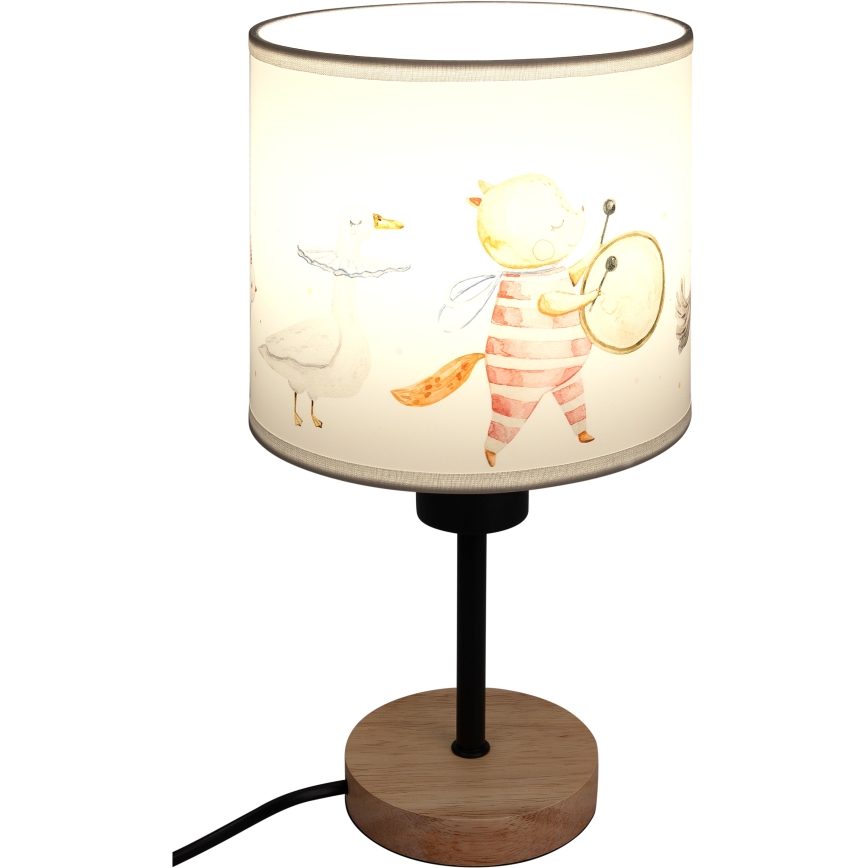 Brilagi - Lampada da tavolo per bambini BOBO WOOD 1xE27/25W/230V rovere/nero/bianco/animaletti