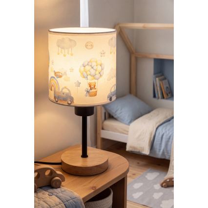 Brilagi - Lampada da tavolo per bambini BOBO WOOD 1xE27/25W/230V rovere/nera/bianca/blu/orsetti