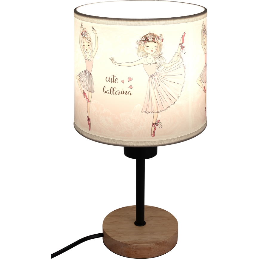 Brilagi - Lampada da tavolo per bambini BOBO WOOD 1xE27/25W/230V rovere/nero/bianco/rosa/ballerine