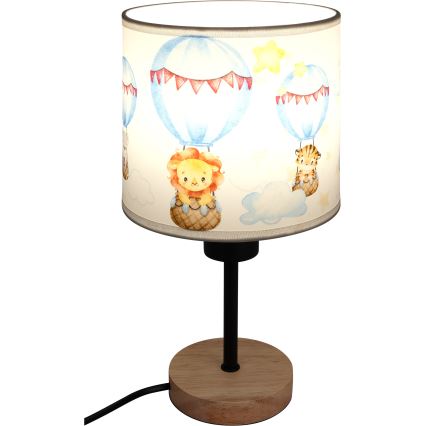 Brilagi - Lampada da tavolo per bambini BOBO WOOD 1xE27/25W/230V rovere/nero/bianco/motivo animale