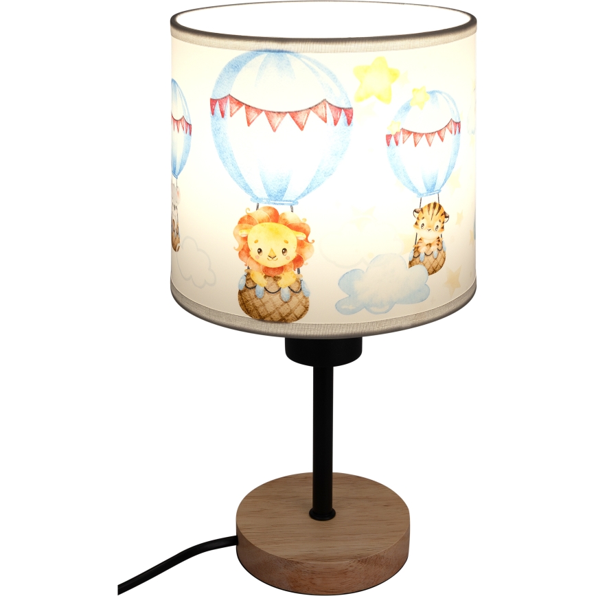 Brilagi - Lampada da tavolo per bambini BOBO WOOD 1xE27/25W/230V rovere/nero/bianco/motivo animale