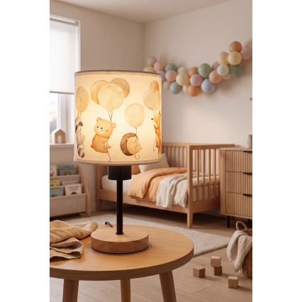 Brilagi - Lampada da tavolo per bambini BOBO WOOD 1xE27/25W/230V rovere/nero/bianco/animali