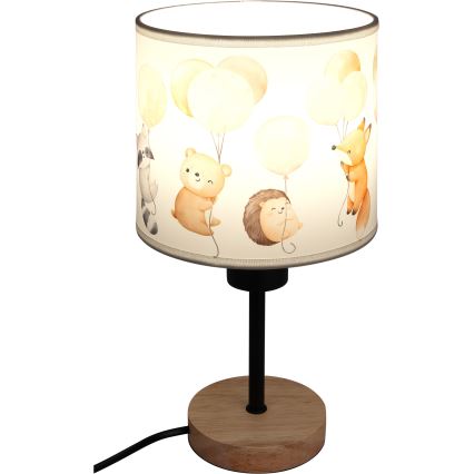 Brilagi - Lampada da tavolo per bambini BOBO WOOD 1xE27/25W/230V rovere/nero/bianco/animali