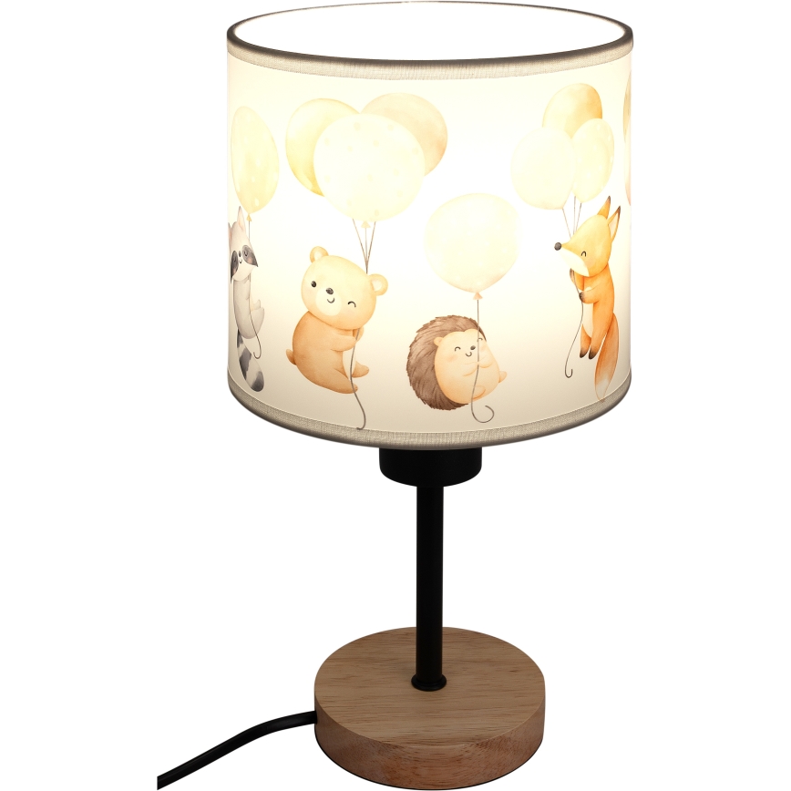 Brilagi - Lampada da tavolo per bambini BOBO WOOD 1xE27/25W/230V rovere/nero/bianco/animali