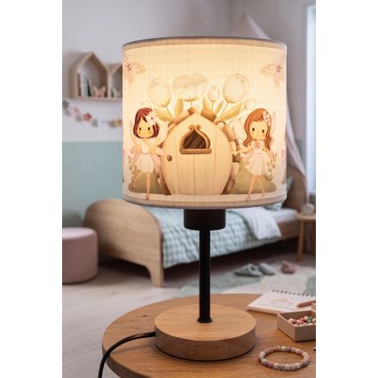 Brilagi - Lampada da scrivania per bambini BOBO WOOD 1xE27/25W/230V rovere/nera/bianca/rosa/fate