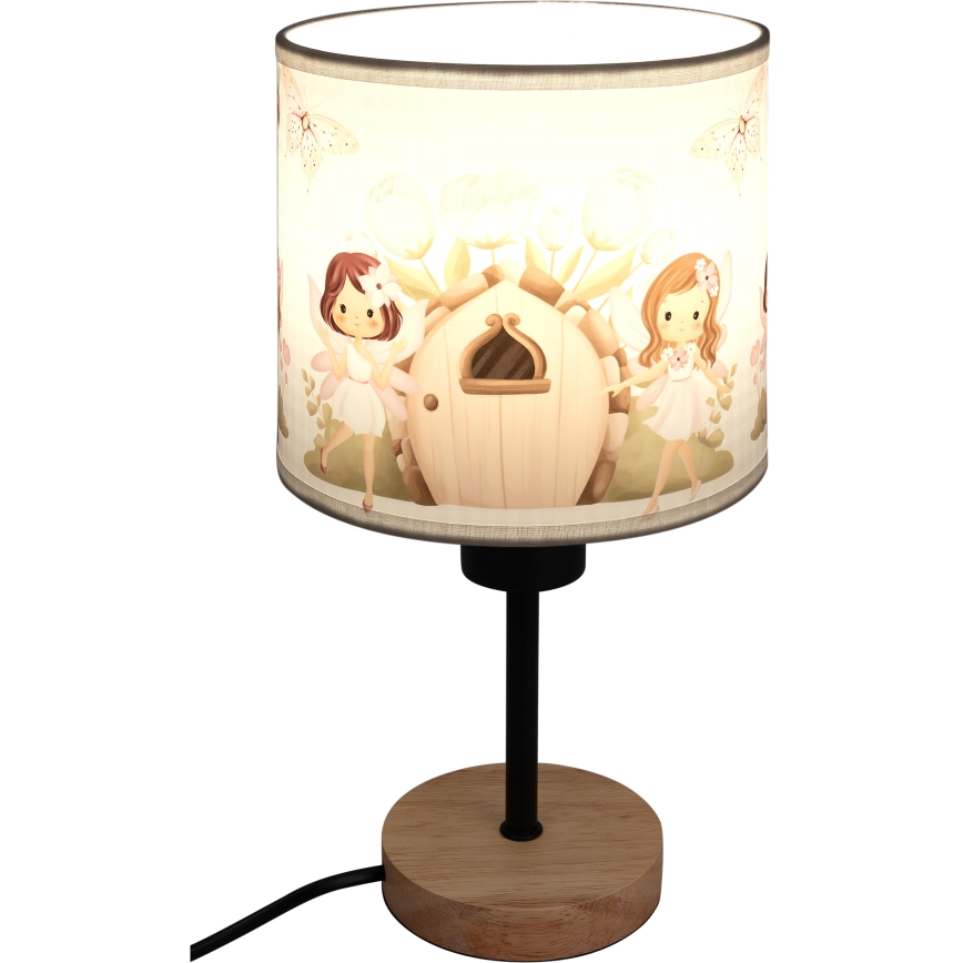 Brilagi - Lampada da scrivania per bambini BOBO WOOD 1xE27/25W/230V rovere/nera/bianca/rosa/fate
