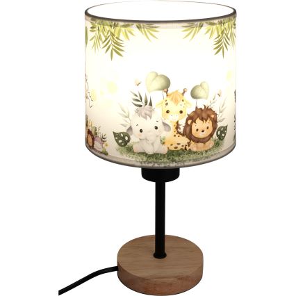 Brilagi - Lampada da tavolo per bambini BOBO WOOD 1xE27/25W/230V rovere/nera/bianca/verde/giungla