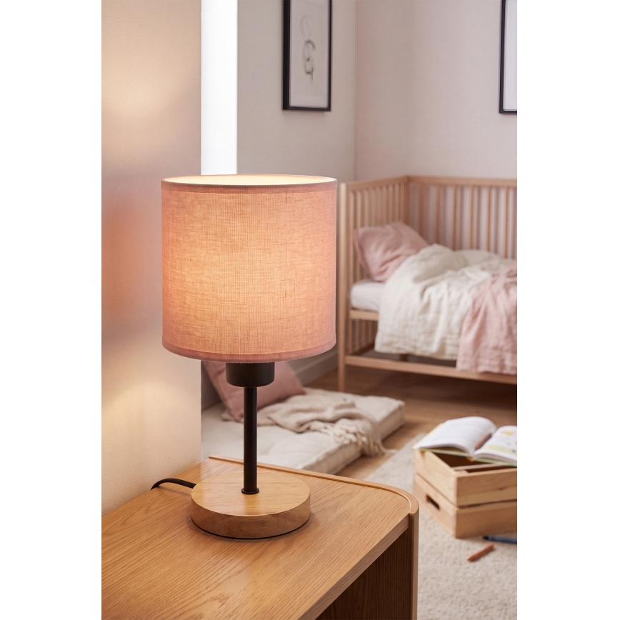 Brilagi - Lampada da scrivania per bambini BOBO WOOD 1xE27/25W/230V rovere/nero/rosa