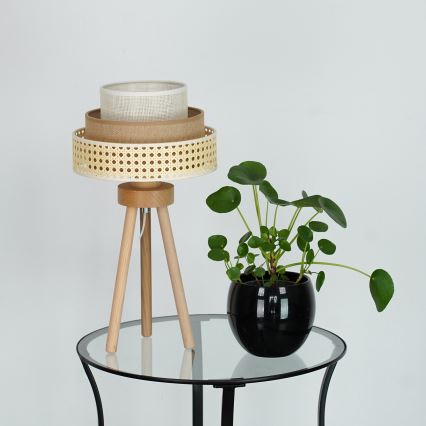 Brilagi - Lampada da tavolo CEDAR LUNETA 1xE27/15W/230V beige/marrone/color crema