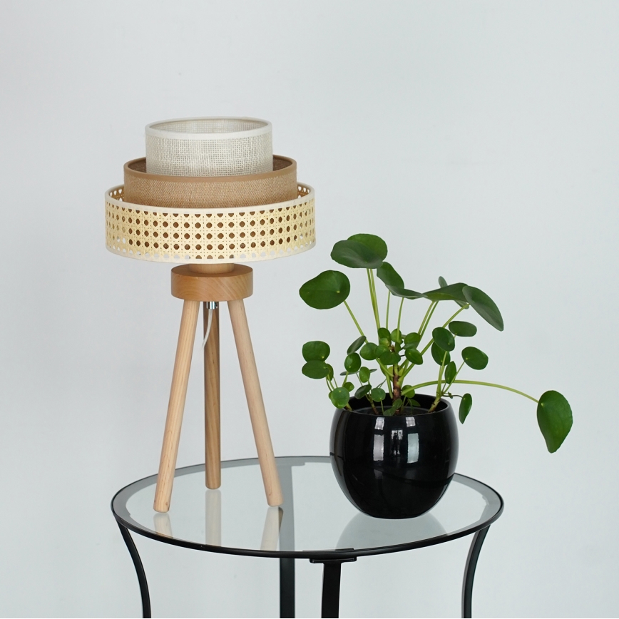 Brilagi - Lampada da tavolo CEDAR LUNETA 1xE27/15W/230V beige/marrone/color crema