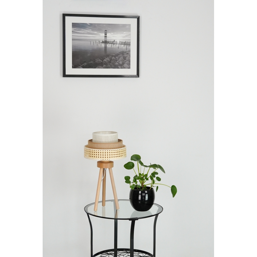 Brilagi - Lampada da tavolo CEDAR LUNETA 1xE27/15W/230V beige/marrone/color crema