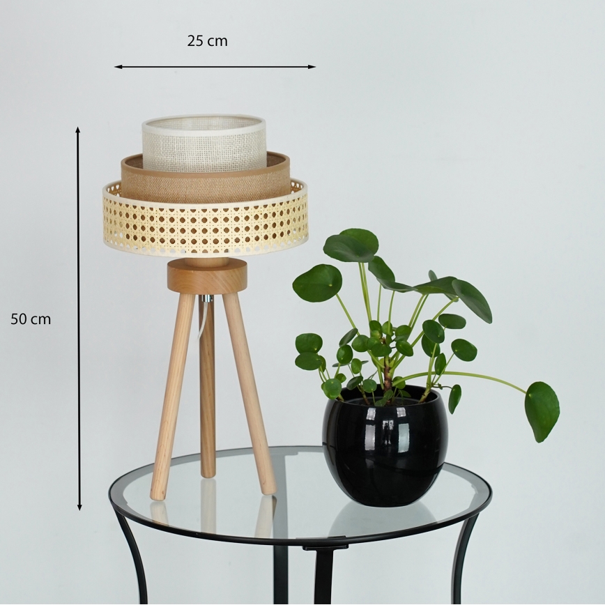 Brilagi - Lampada da tavolo CEDAR LUNETA 1xE27/15W/230V beige/marrone/color crema