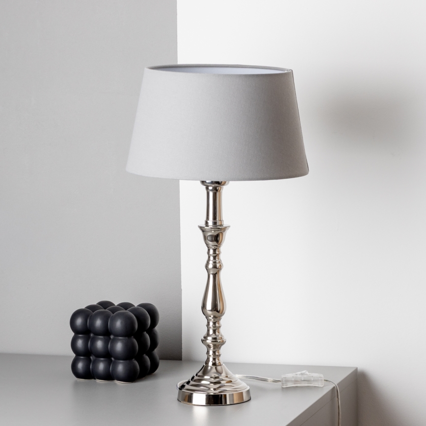 Brilagi - Lampada da tavolo CERIA 1xE27/60W/230V diametro 25 cm cromo lucido/grigio