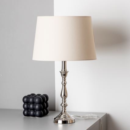 Brilagi - Lampada da tavolo CERIA 1xE27/60W/230V Ø 30 cm cromo lucido/beige